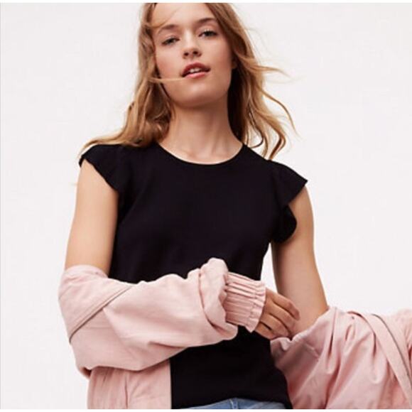 LOFT Flutter Sleeve Sweater Tank Blouse Small Classic Minimalist Contemporary - Picture 1 of 6